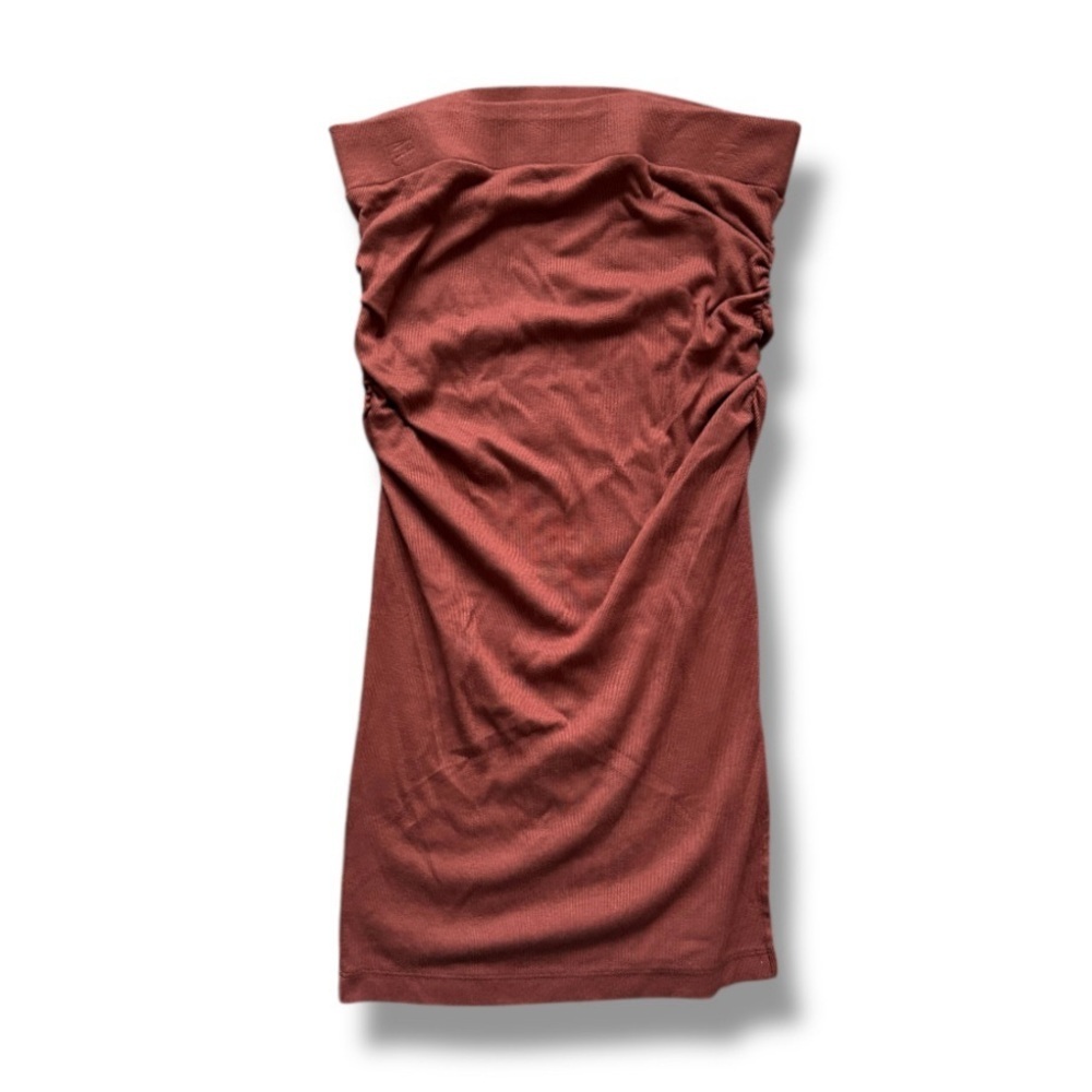 Michael Stars Burnt Orange Strapless Ribbed Bodycon Tube Dress Womens Sz Medium